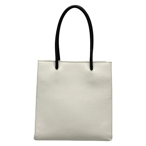 Auth BALENCIAGA Shopping Tote XXS 597858 White Black Leather - Tote Bag - Picture 2 of 16